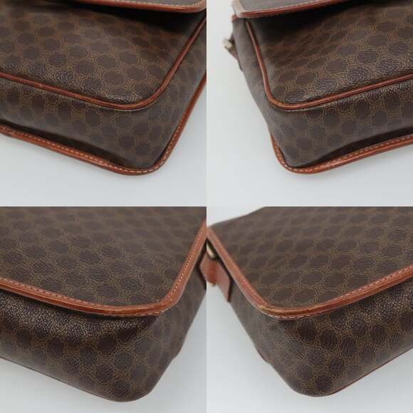 CELINE Macadam Canvas Circle Shoulder Bag Pvc Leather Brown Gold - Picture 10 of 12